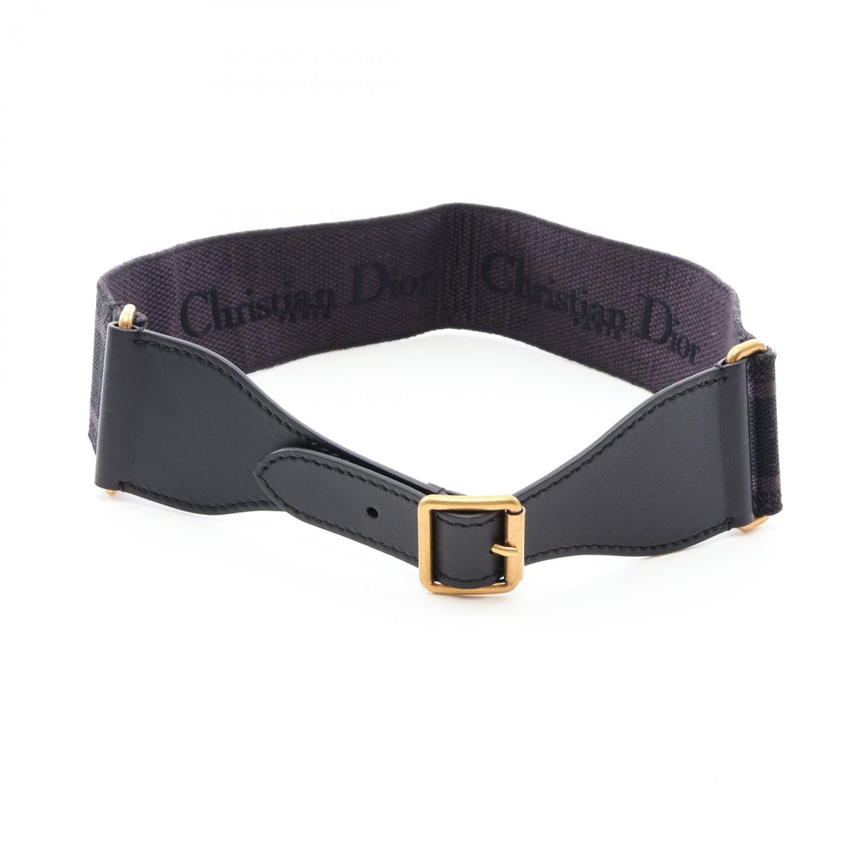 Dior Embroidered Maxi belt Black leather canvas 2101220079796
