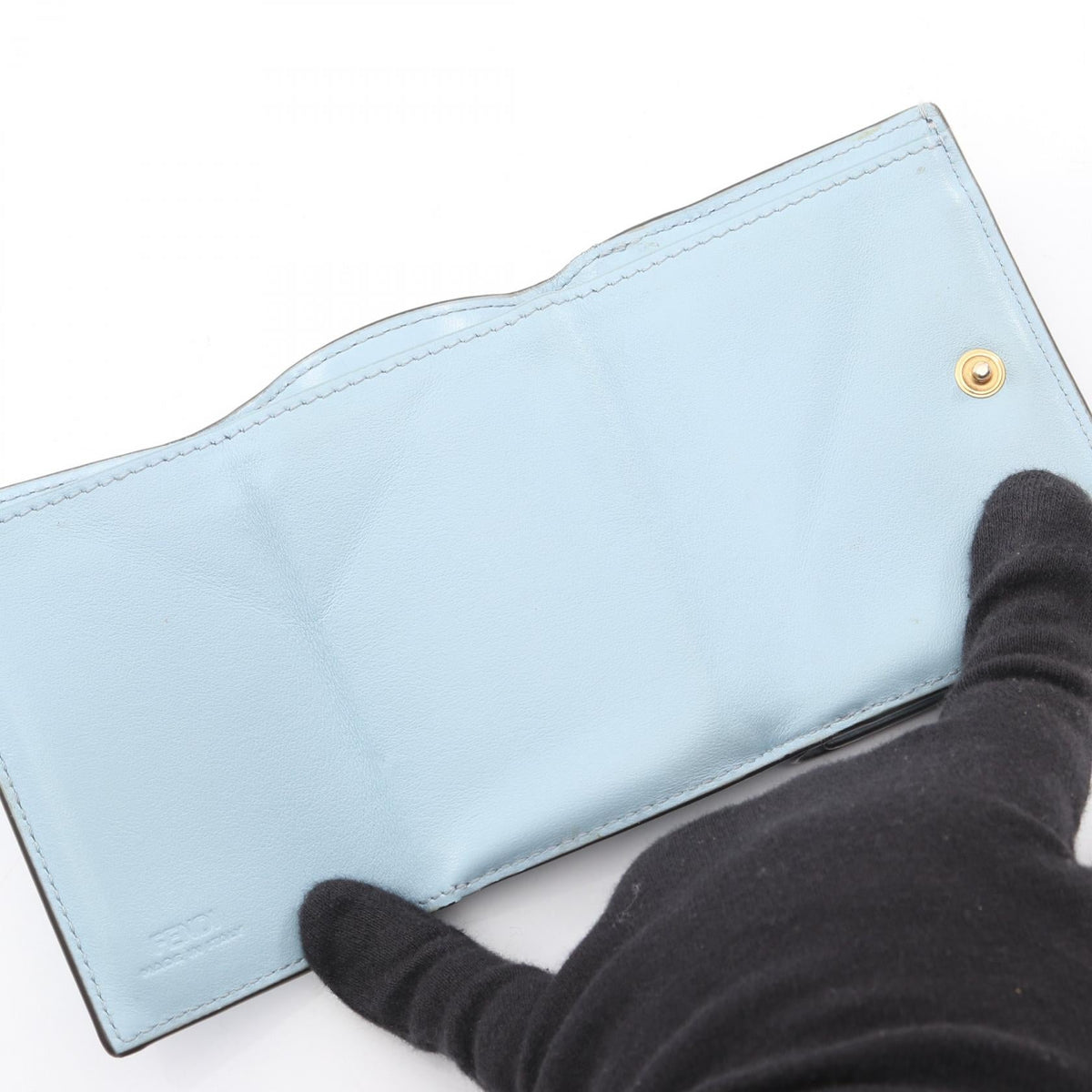 FENDI logo Tri-fold wallet Blue leather 8M0395 2120900080020