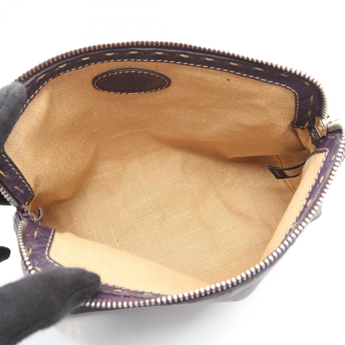 FENDI Selleria Pouch Purple leather 8N0037 2120900078072
