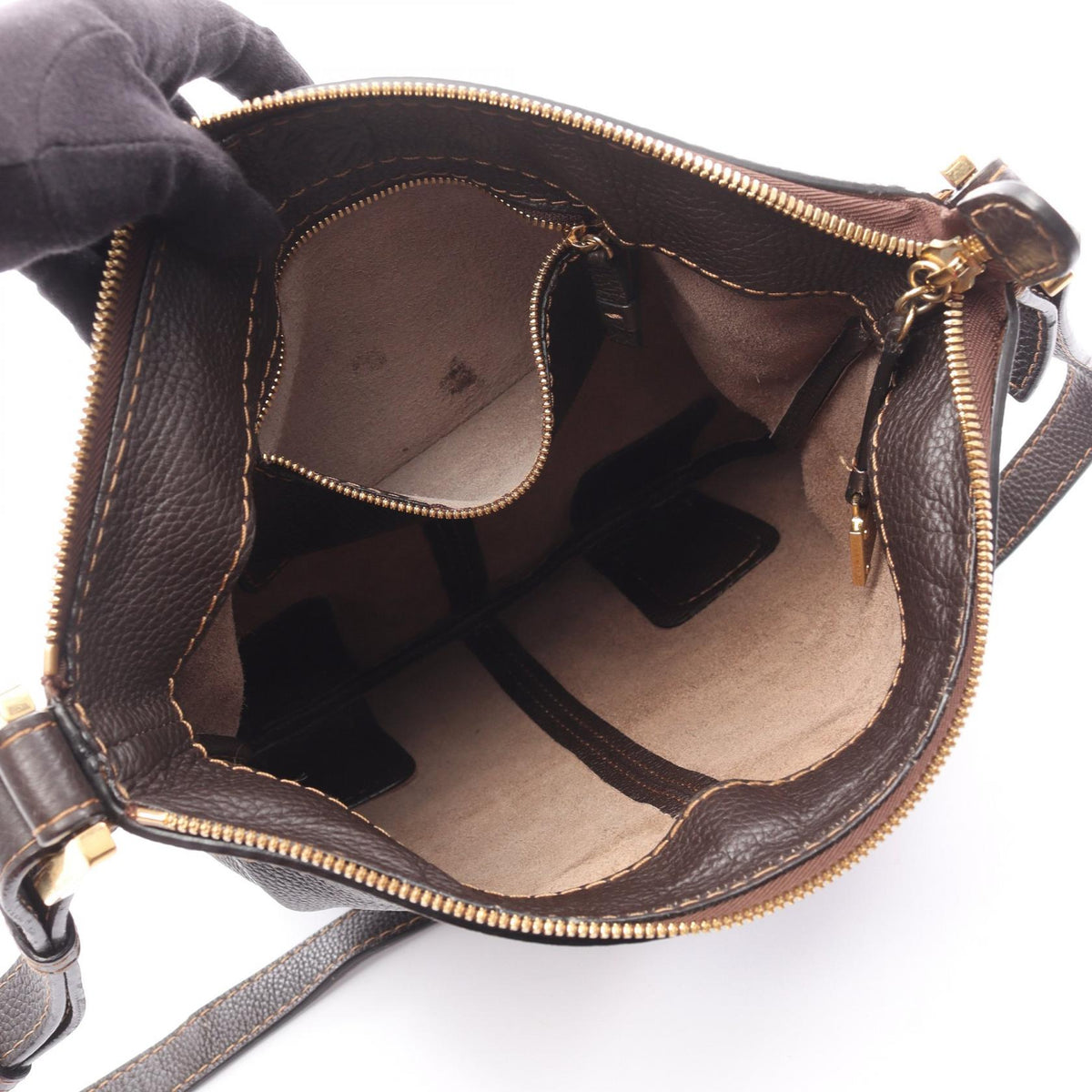 LOEWE Shoulder Bag Brown leather 2101219431789