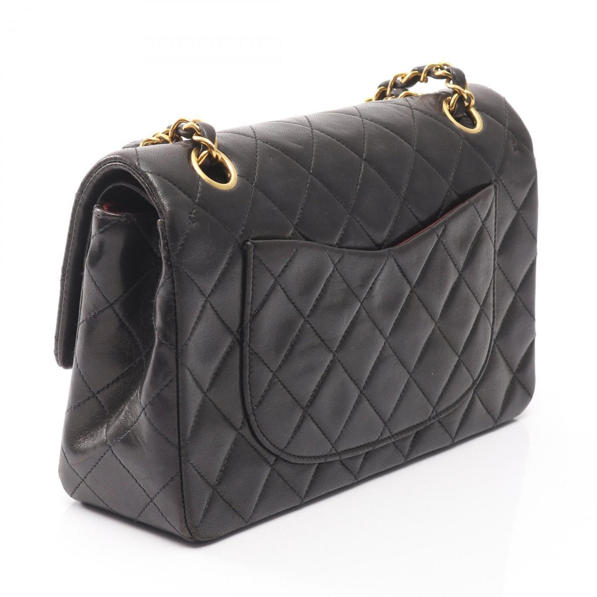 CHANEL Black Matelasse W flap Lambskin (sheep leather) 2101219427089
