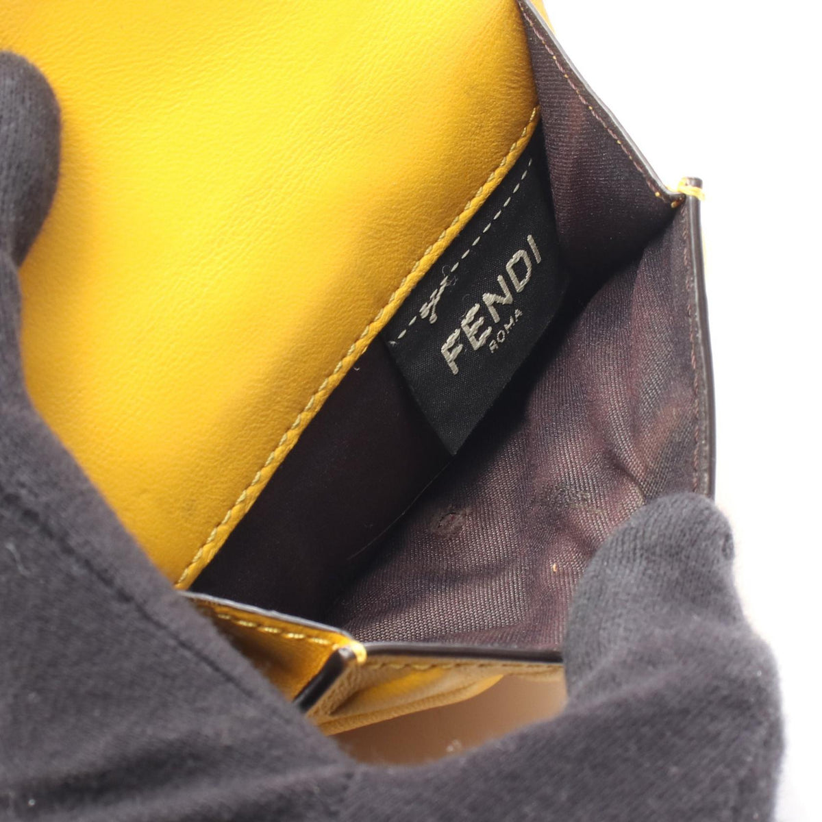 FENDI Baguette Micro Tri-fold wallet Yellow leather 2104102461573