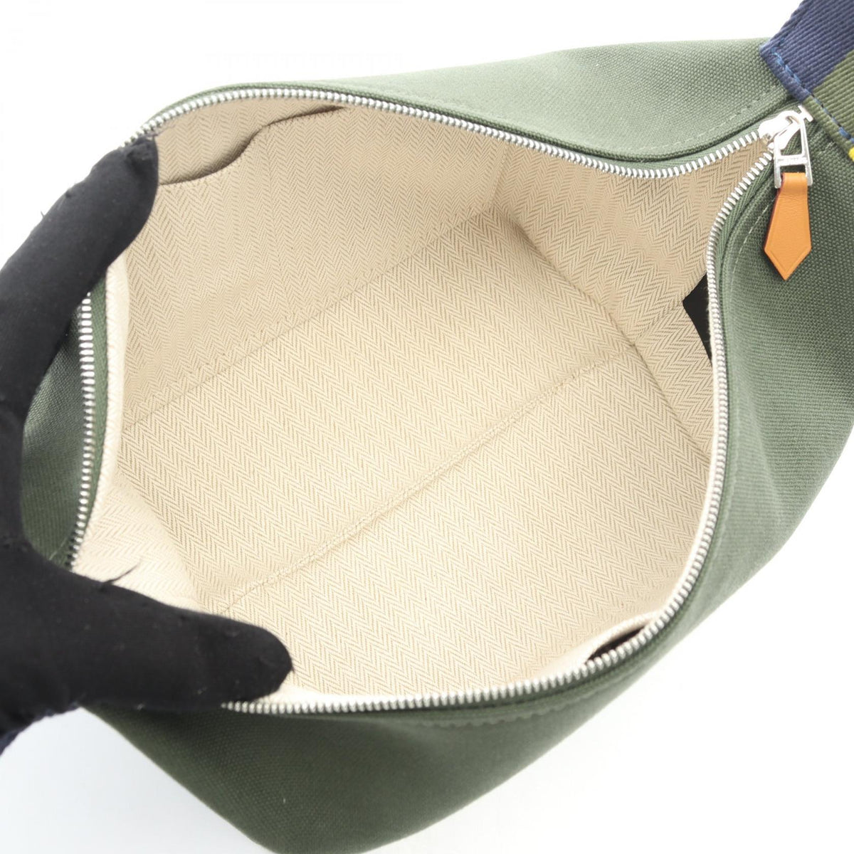 HERMES Bride a BracPM Handbag Green/Navy/Multicolor canvas 2104102460675