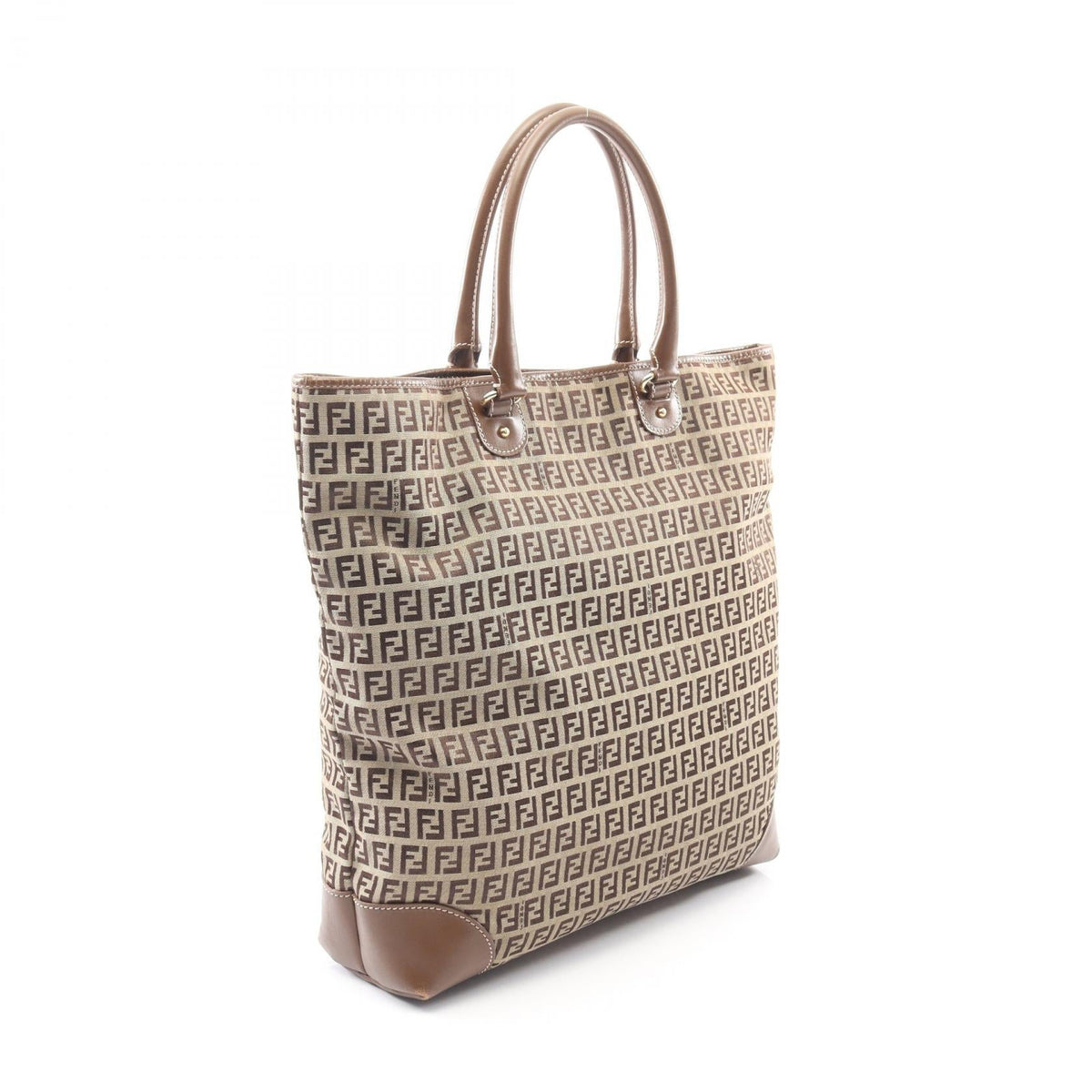 FENDI Zucchino Tote Bag Beige/Brown canvas leather 2101219390253