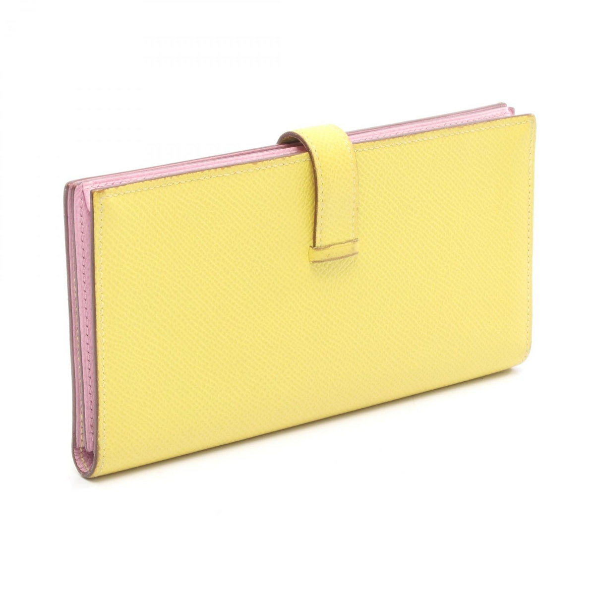 HERMES Bearn Soufflet Verso Lime Mauve sylvestre BifoldpursePink Pink Yellow/Pink Epsom Other Epsom 2107601112717
