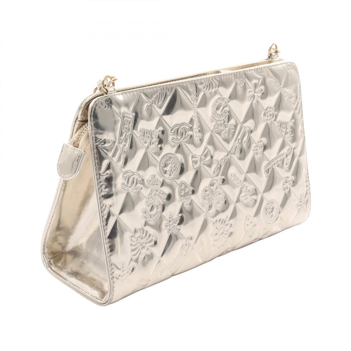 CHANEL Silver Icon line Patent leather leather A37156 2121400012658