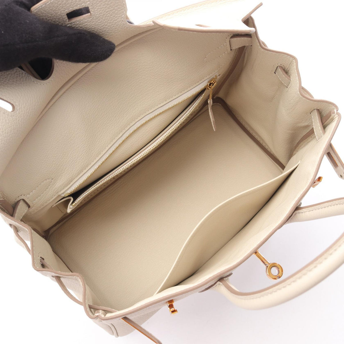 HERMES Birkin 25 HandbagCle Cle Beige Togo leather leather Togo leather 2101219741390