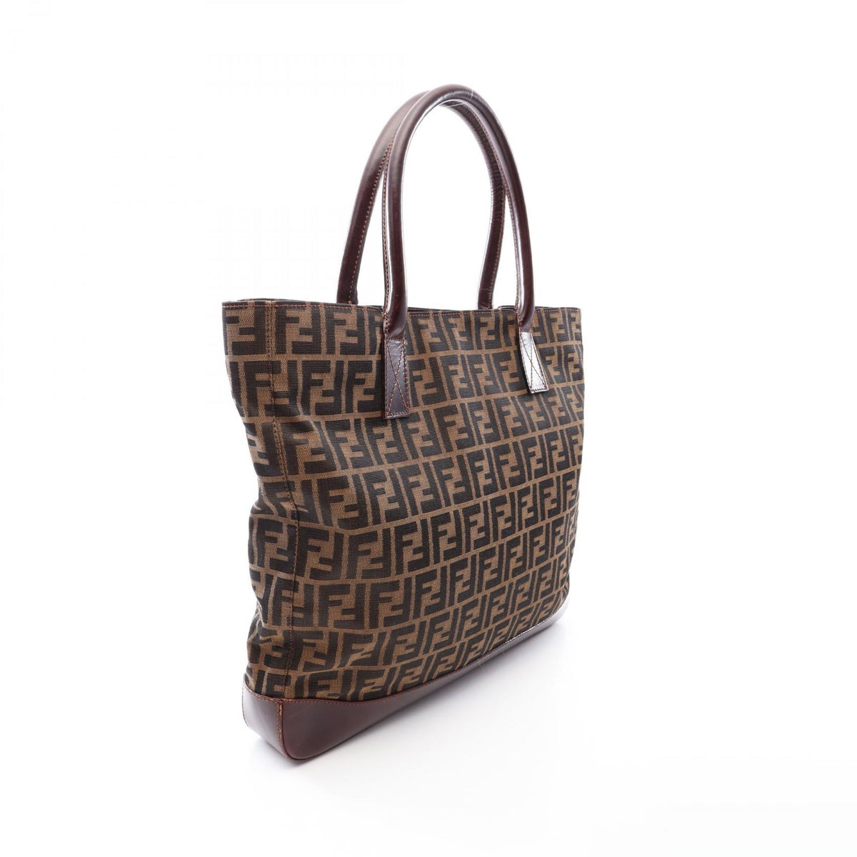 FENDI Zucca Tote Bag Brown canvas�leather 2101219734590