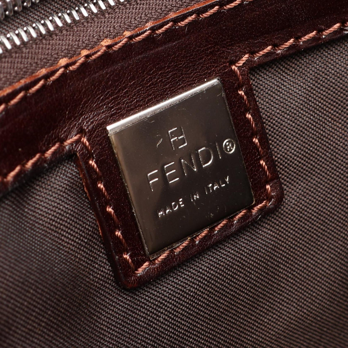 FENDI Zucca Tote Bag Brown canvas�leather 2101219734590