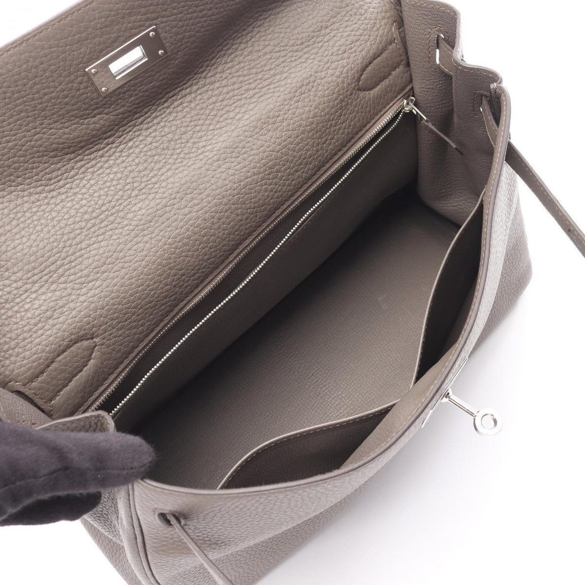 HERMES Kelly 32 Etain (Internal Stitching, 2-Way) Handbag Gray Taurillon Clemence leather Taurillon Clemence 2101219732527