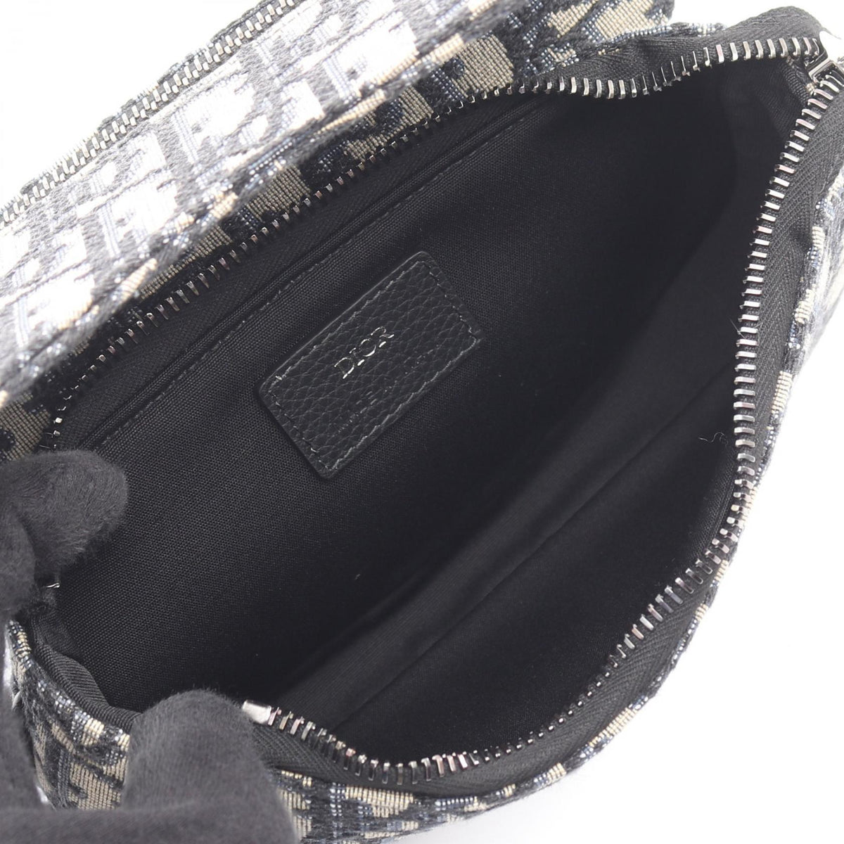 Dior Saddle Pouch Oblique business bag clutch bag Beige/Navy canvas 2101219731872
