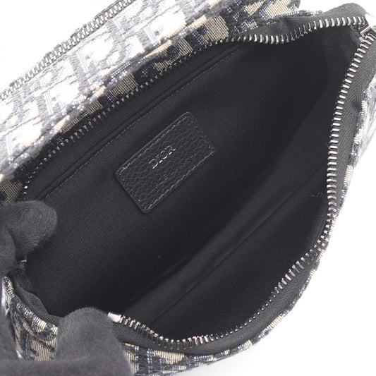 Dior Saddle Pouch Oblique business bag clutch bag Beige/Navy canvas 2101219731872