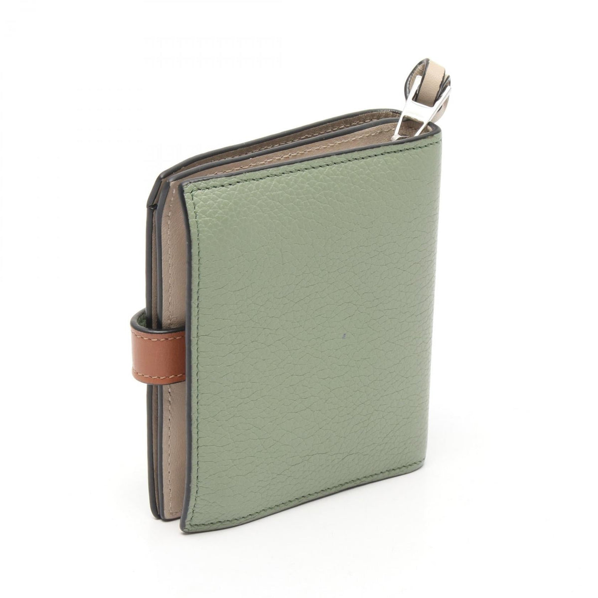 LOEWE Anagram Compact Zip Wallet Bi-fold wallet Green/Brown leather 2101219729831
