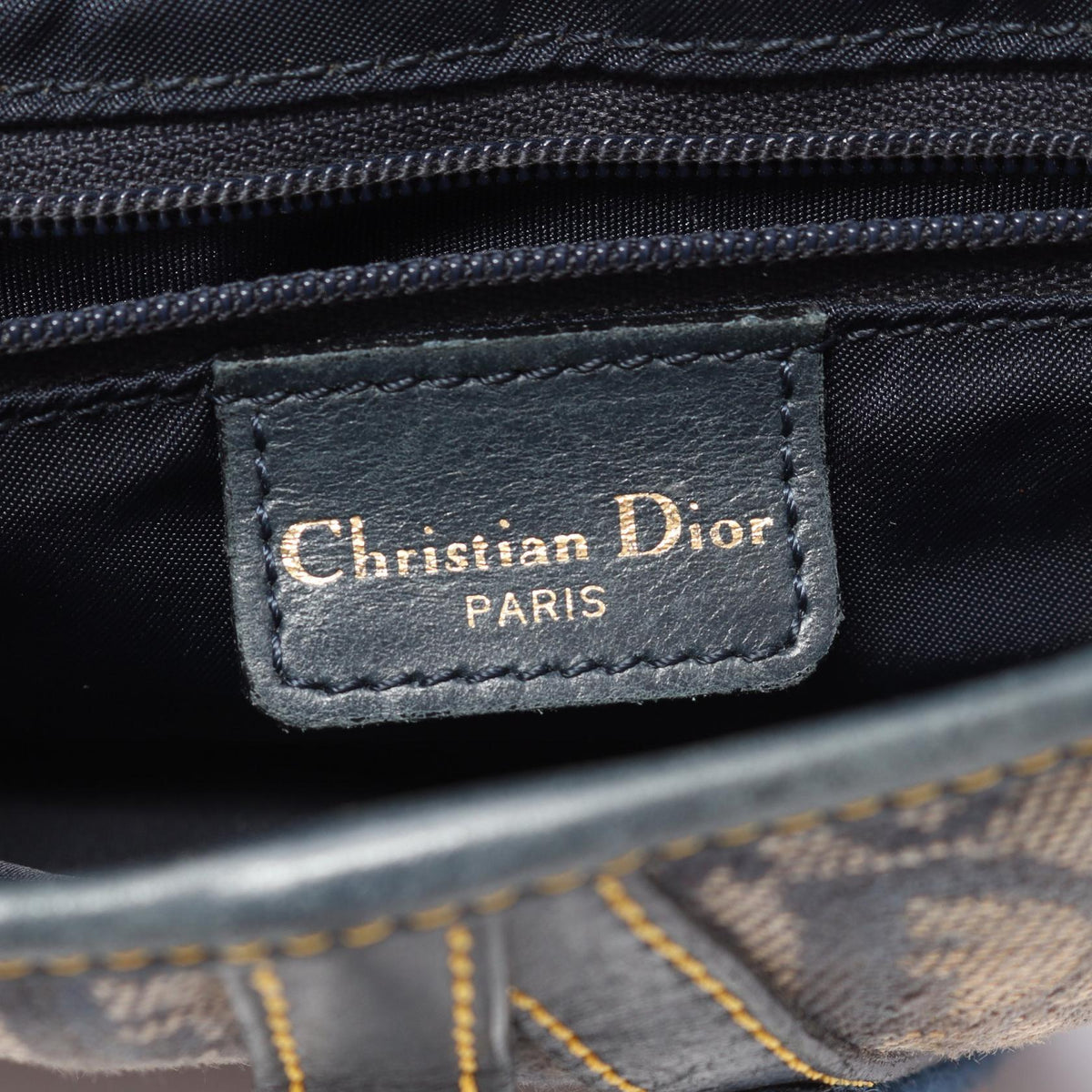 Dior Saddle bag Trotter Handbag Gray/Navy canvas�leather 2101219728179