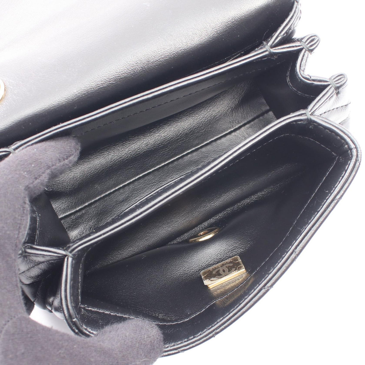CHANEL Black Matelasse 2WAY Lambskin (sheep leather) 2101219611068