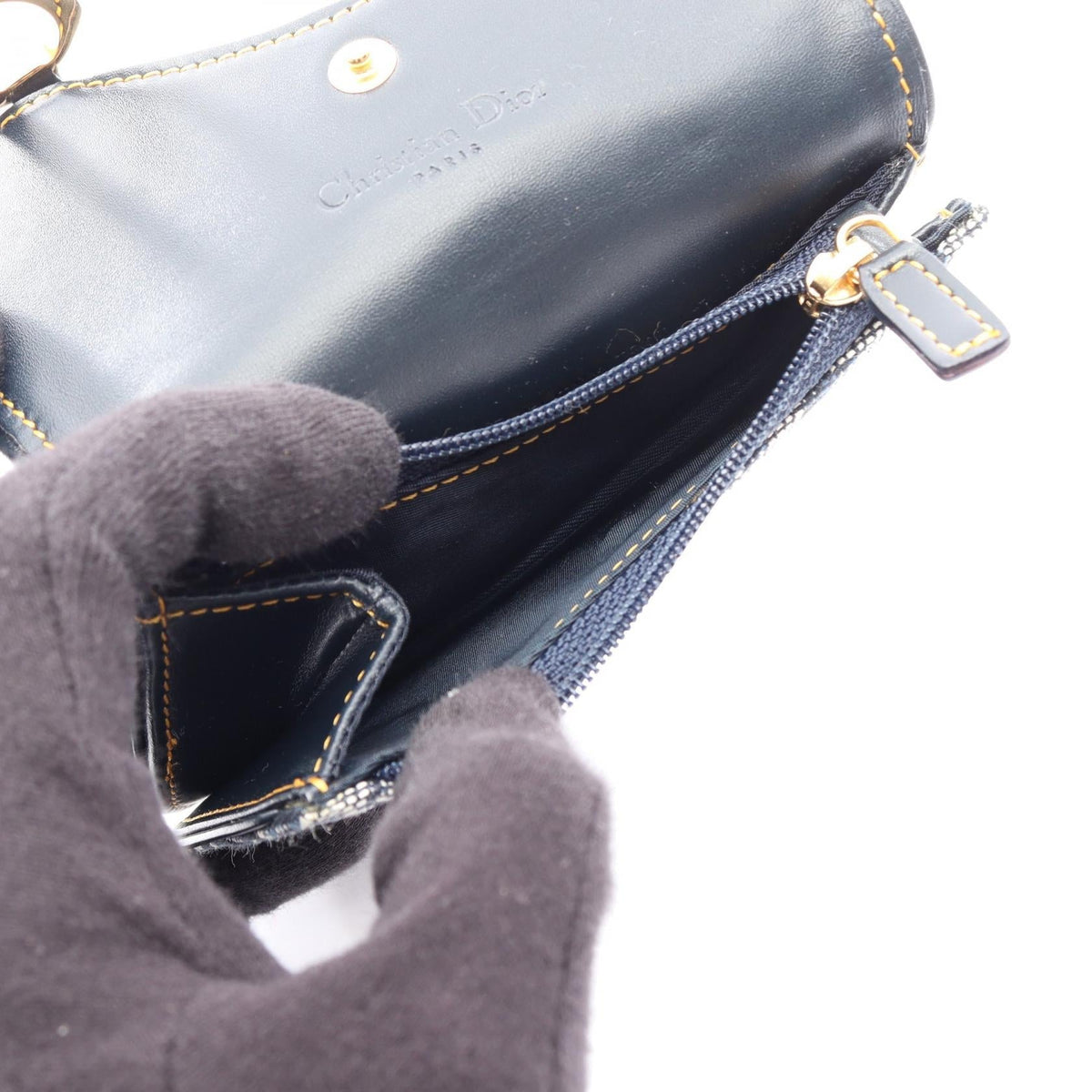 Dior SADDLE Oblique coin purse Navy canvas leather 2120900126735