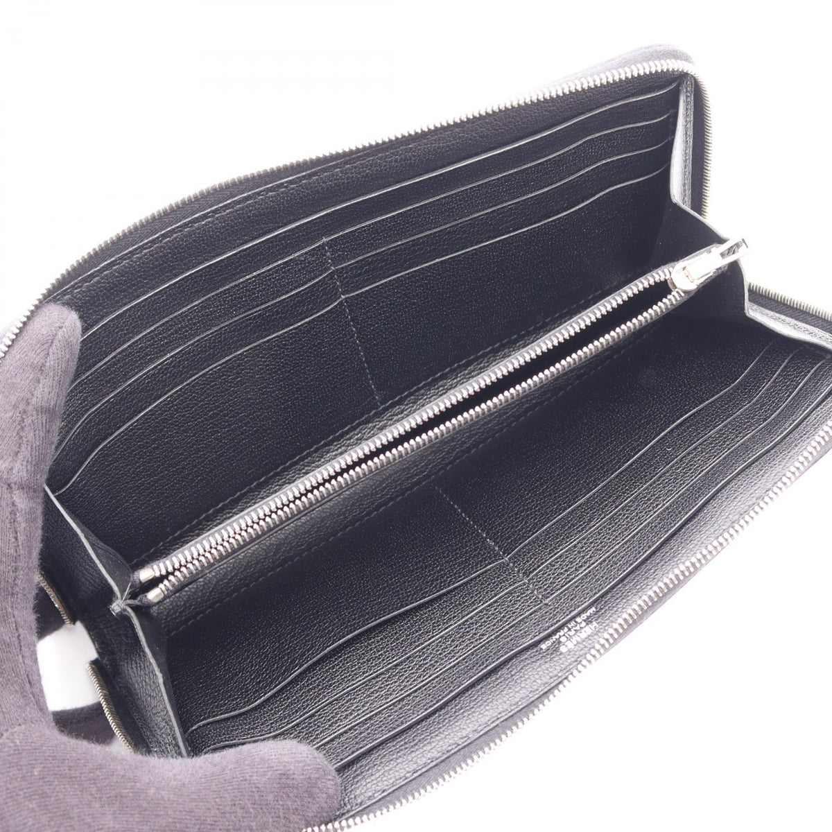 HERMES Asap Long Classic Around long wallet Black Chevre leather Chevre 2101219959146