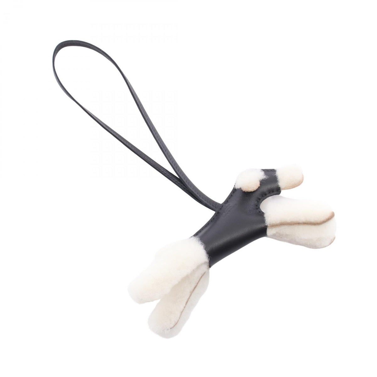 HERMES Buddy charm charm Black/White Agneau milo Mouton leather 2118300091760