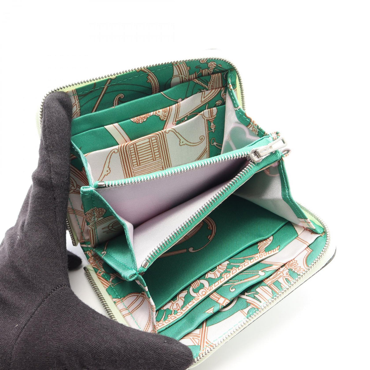 HERMES Azap compact silk in Round walletVert Fizz Vert Fizz Green Epsom leather Epsom 2104102516655
