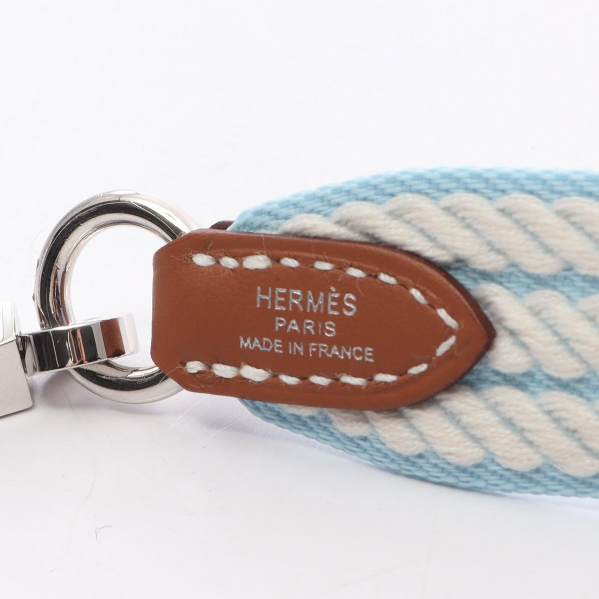 HERMES Bandouliere Sangle Cordage Shoulder strapWhite White Blue/White Towar canvas leather Toile / Swift leather 2104102515603
