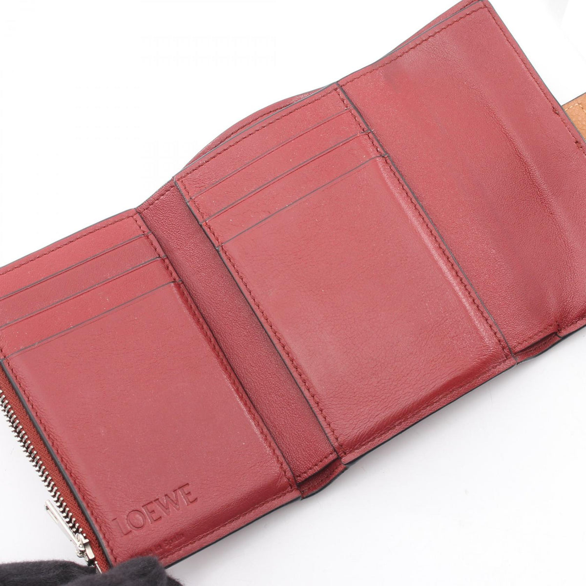 LOEWE Vertical wallet small Tri-fold wallet Brown leather 2107400255660