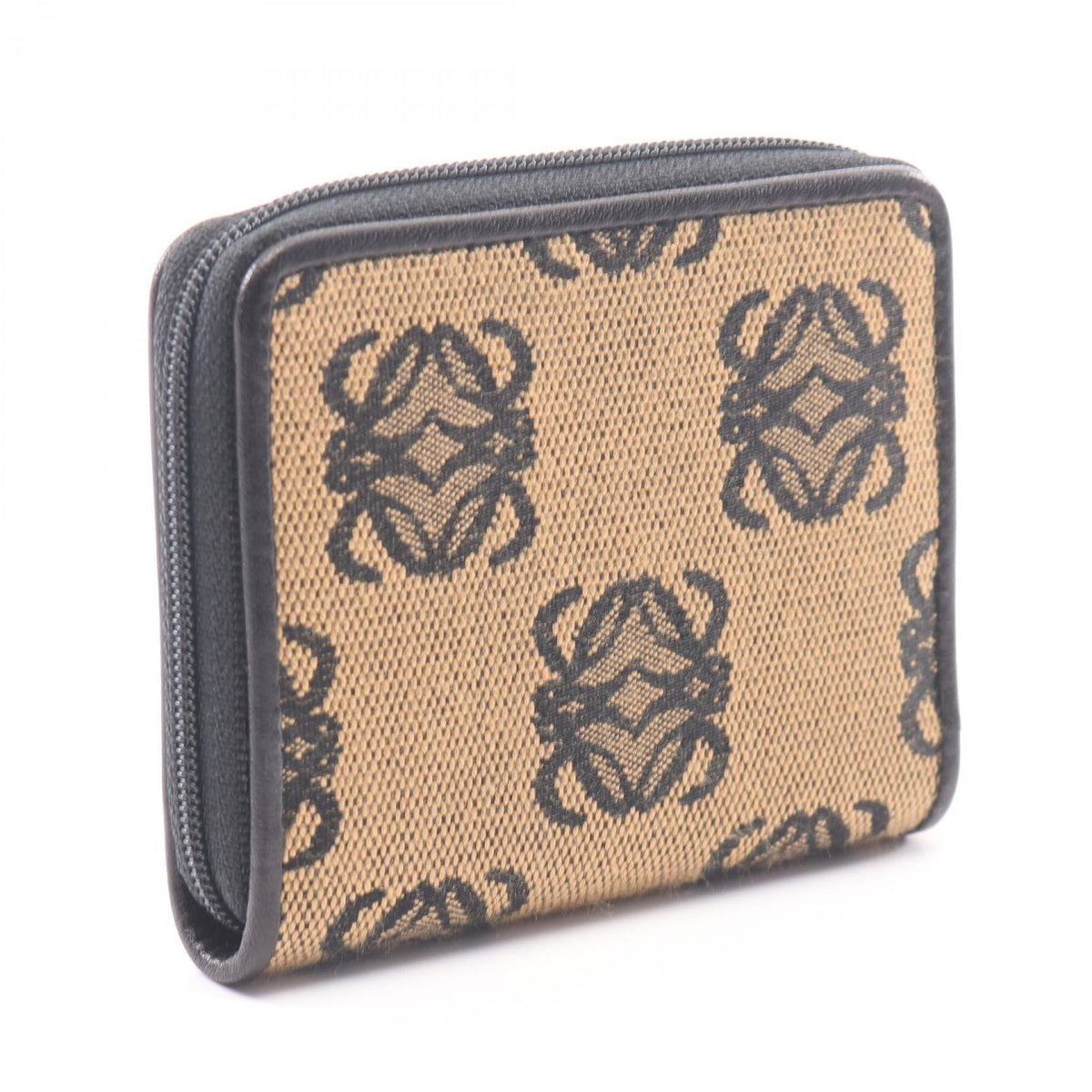 LOEWE anagram coin purse Beige/Black canvas 2101219890005