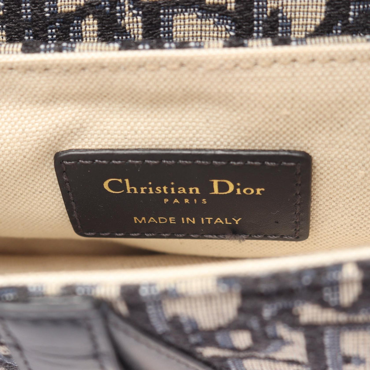Dior Saddlebag Mini Oblique Jacquard 2WAY Handbag Beige/Navy canvas�leather 2106800626230
