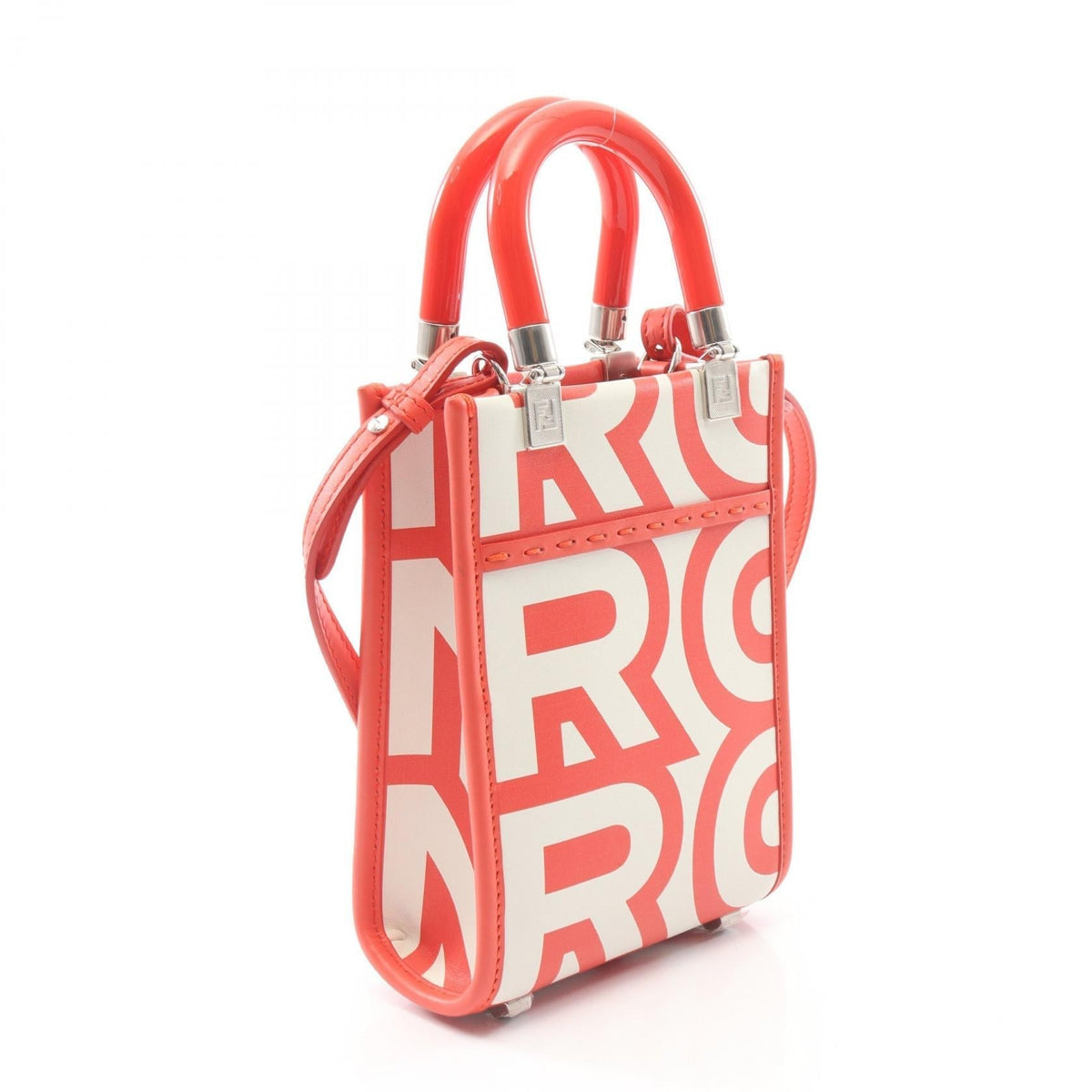 FENDI Sunshine Shopper Mini 2WAY Handbag Red/White leather 8BS051 2101219756783