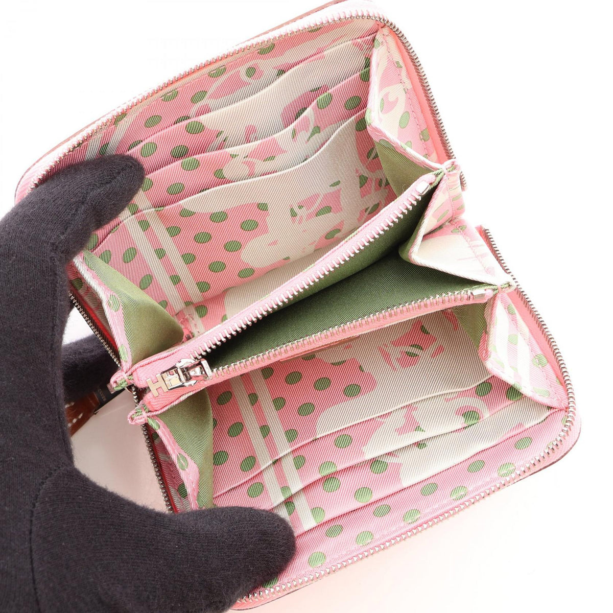 HERMES Azap compact silk in Round walletRose confetti Rose confetti Pink Epsom leather Epsom 2101220102968
