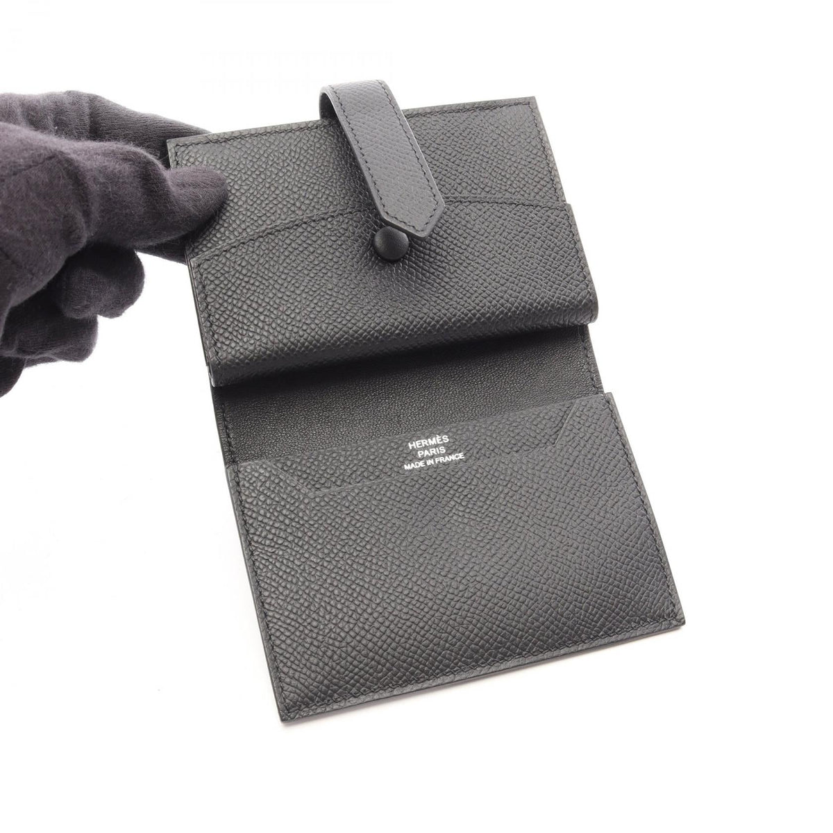 HERMES Bean mini Card Case Black Epsom leather Epsom 2100301252370