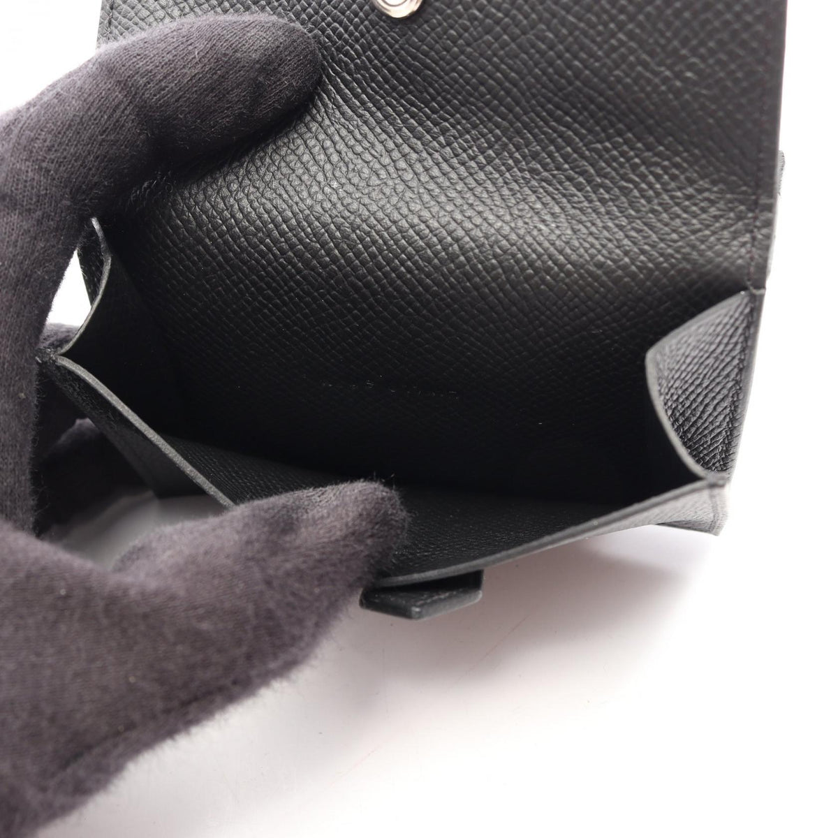 HERMES Bean mini Card Case Black Epsom leather Epsom 2100301252370