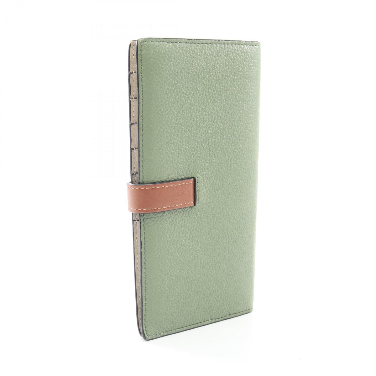 LOEWE Vertical wallet large Bifoldpurse Green/Brown leather 2120900132378