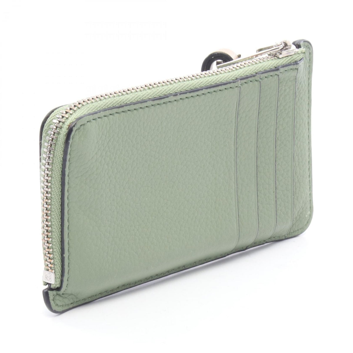 LOEWE Coin card holder coin purse Green/Brown leather 2120900132354