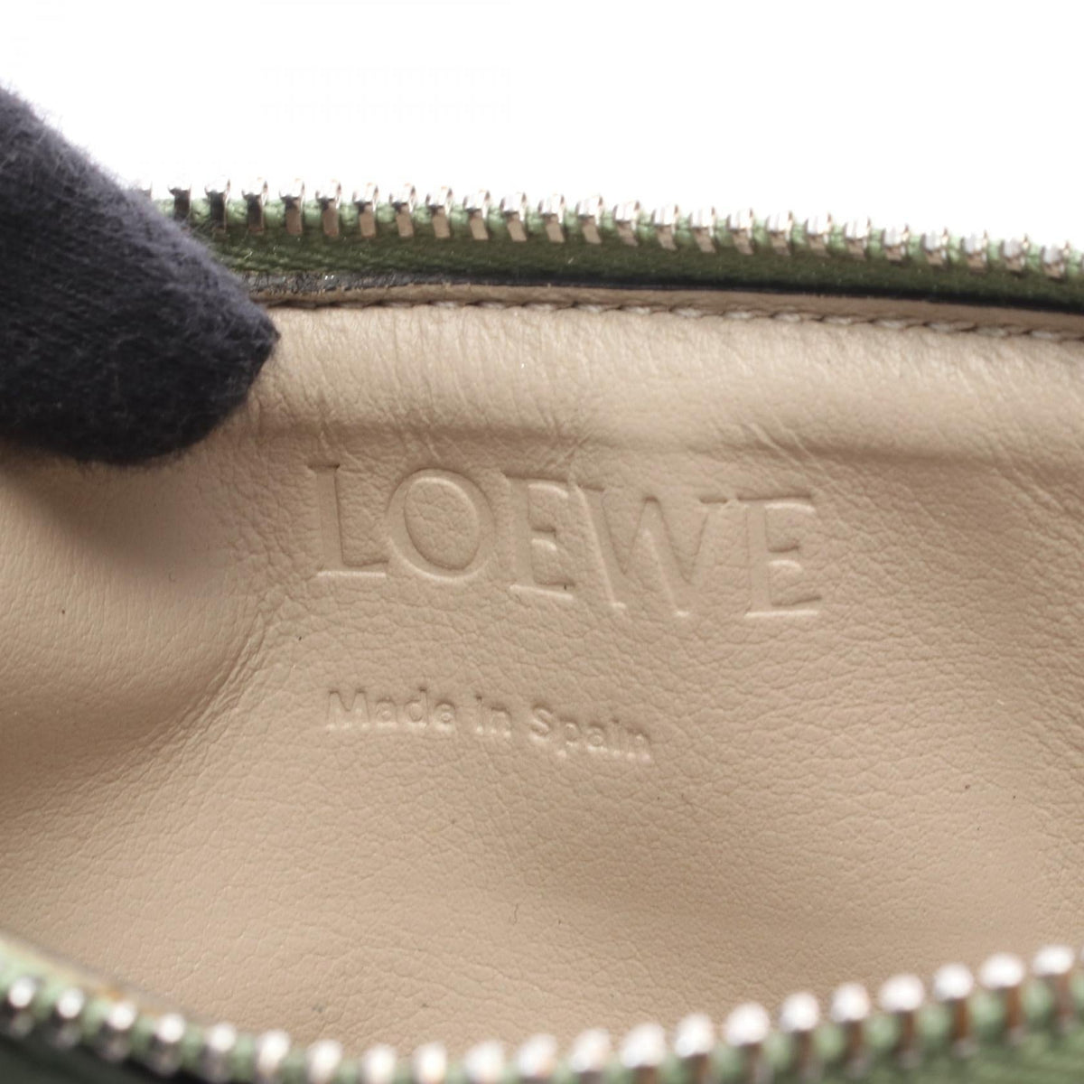LOEWE Coin card holder coin purse Green/Brown leather 2120900132354
