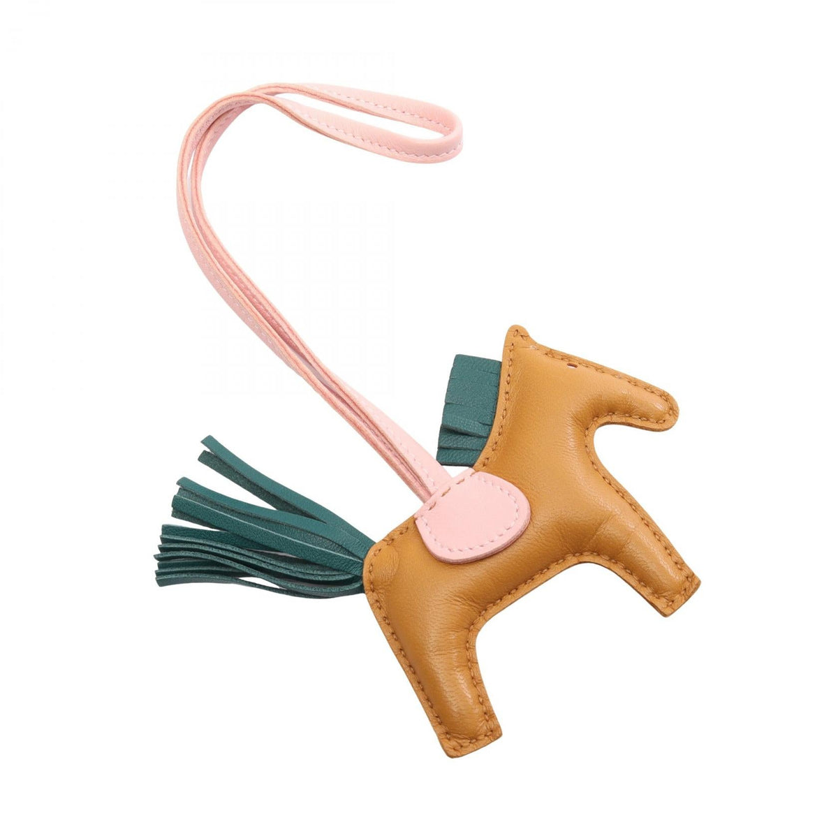 HERMES Rodeo PM Sesame Rose Sakura Malachite charm Brown/Pink/Green Agneau milo Other Agneau milo 2101220031978