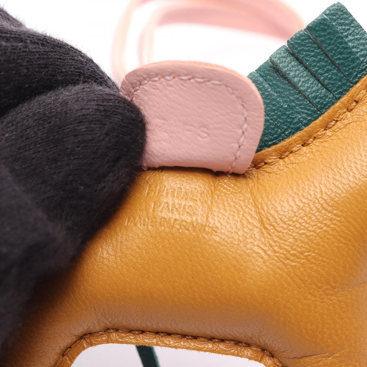 HERMES Rodeo PM Sesame Rose Sakura Malachite charm Brown/Pink/Green Agneau milo Other Agneau milo 2101220031978