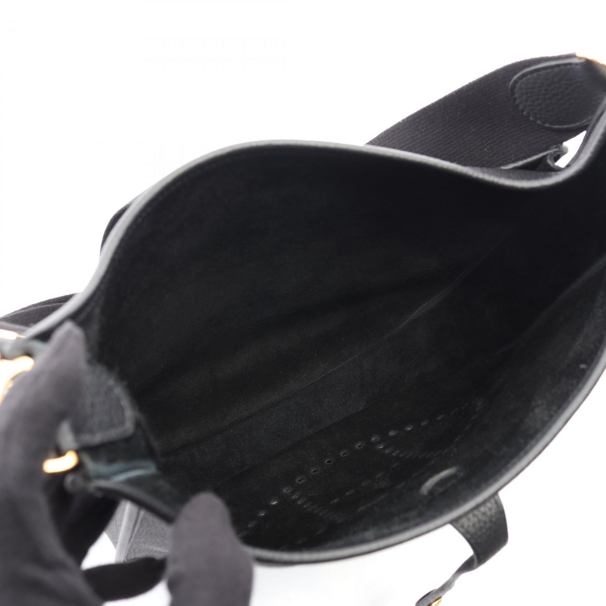 HERMES Evelyne 3 Troyes PM Shoulder Bag Black Taurillon Clemence Other Taurillon Clemence 2104102454193