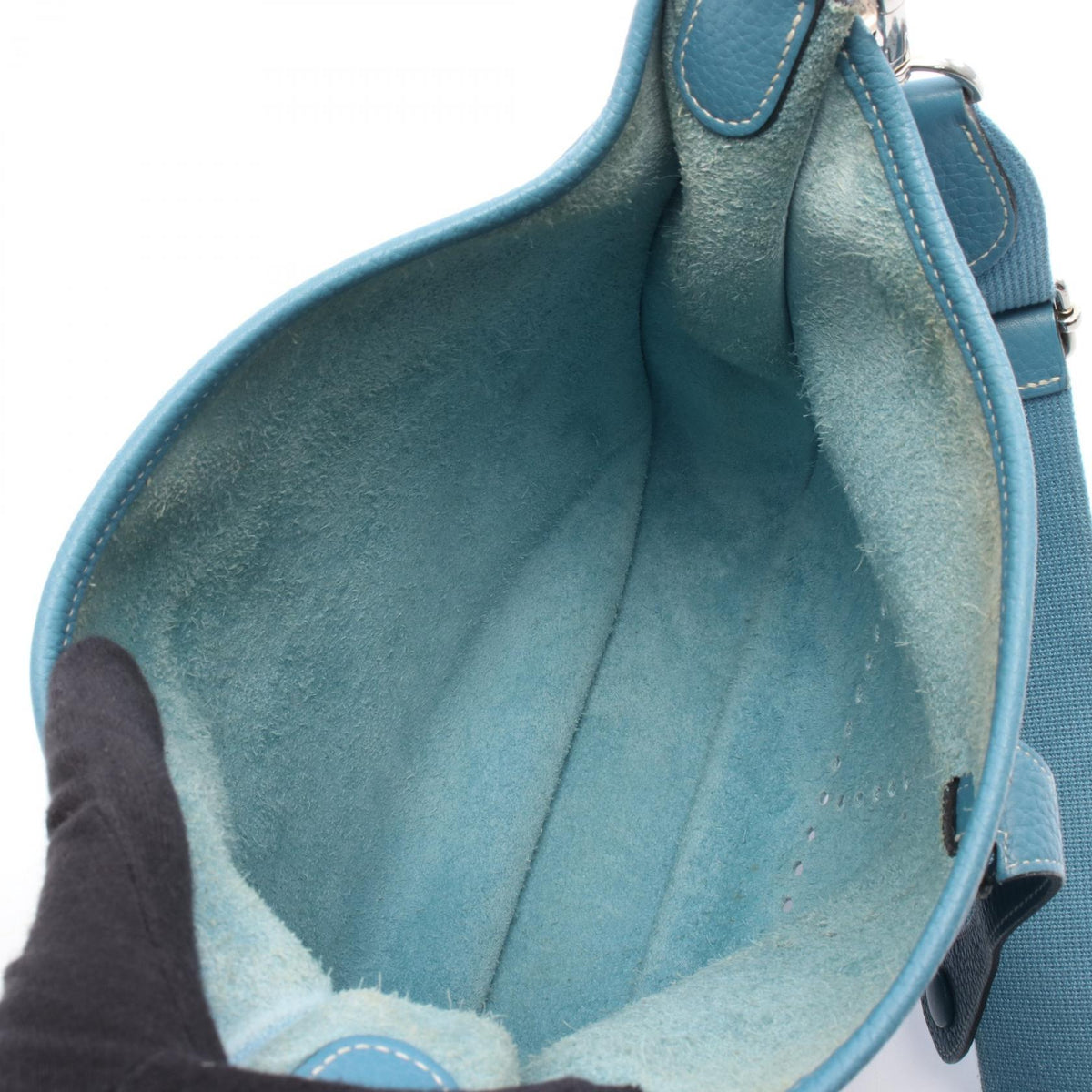 HERMES Evelyne 3 Troyes PM Blue jean Shoulder Bag Blue Taurillon Clemence Other Taurillon Clemence 2118400208105