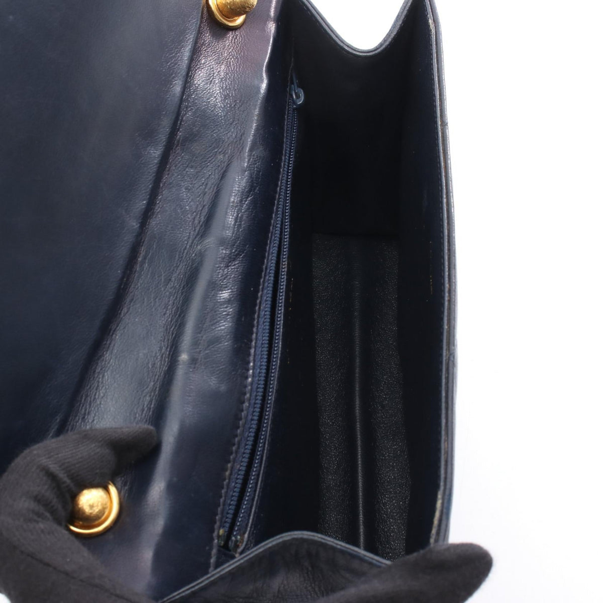 CHANEL Navy/Red COCO Mark leather 2101219299242