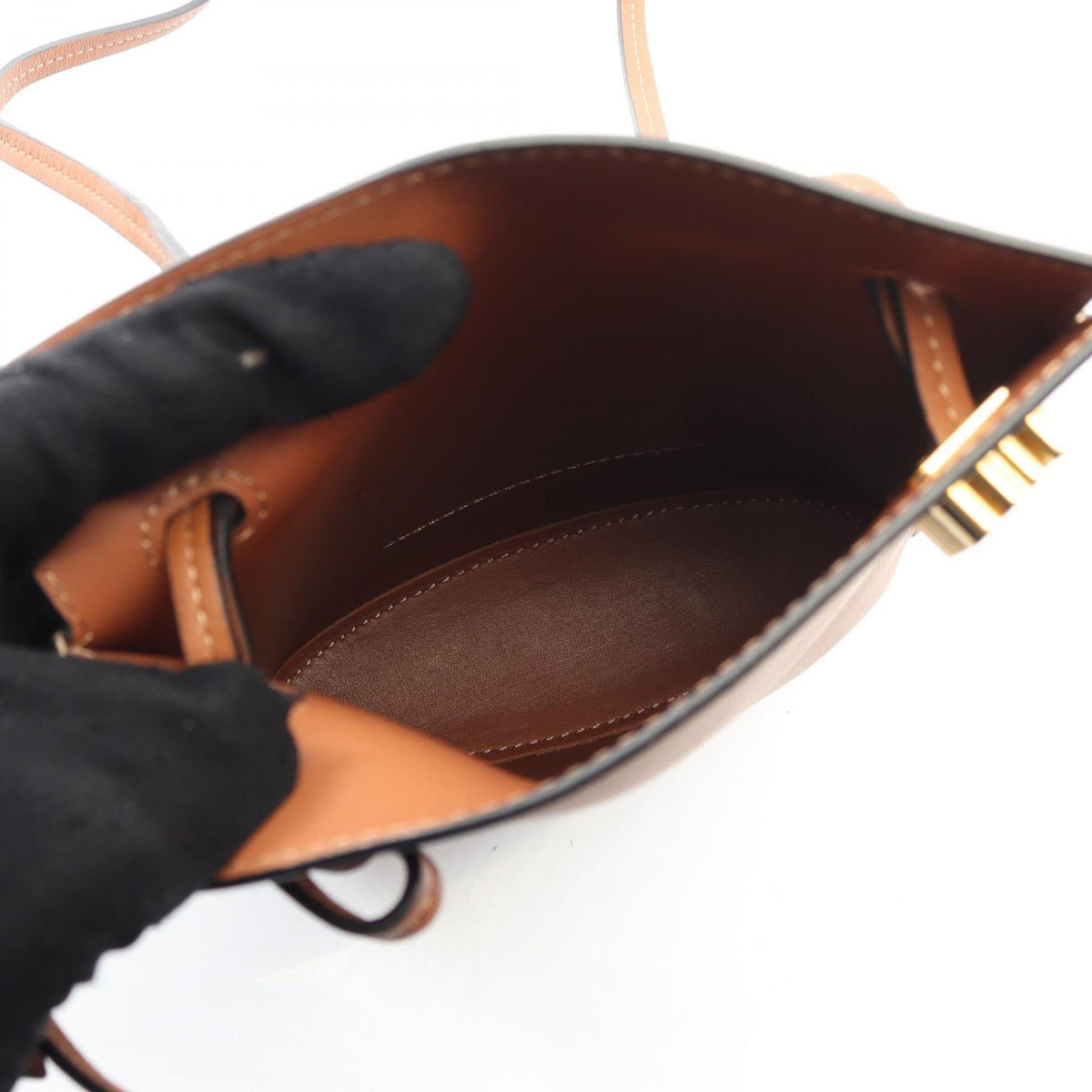 LOEWE dice pocket Shoulder Bag Brown leather 2101219298375