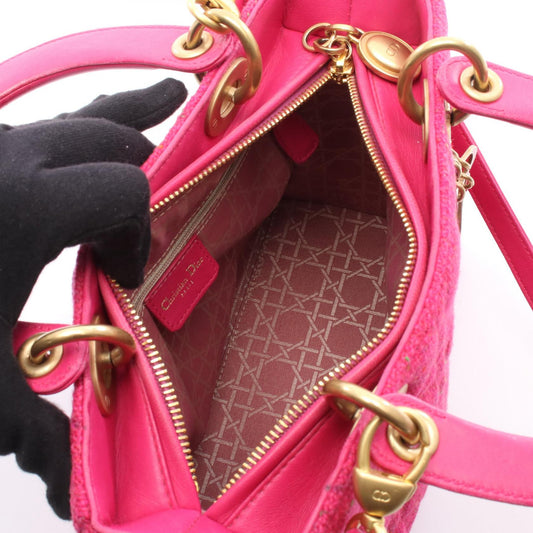 Dior LADY DIOR Christian Dior Handbag Pink Fabric 2101219297231