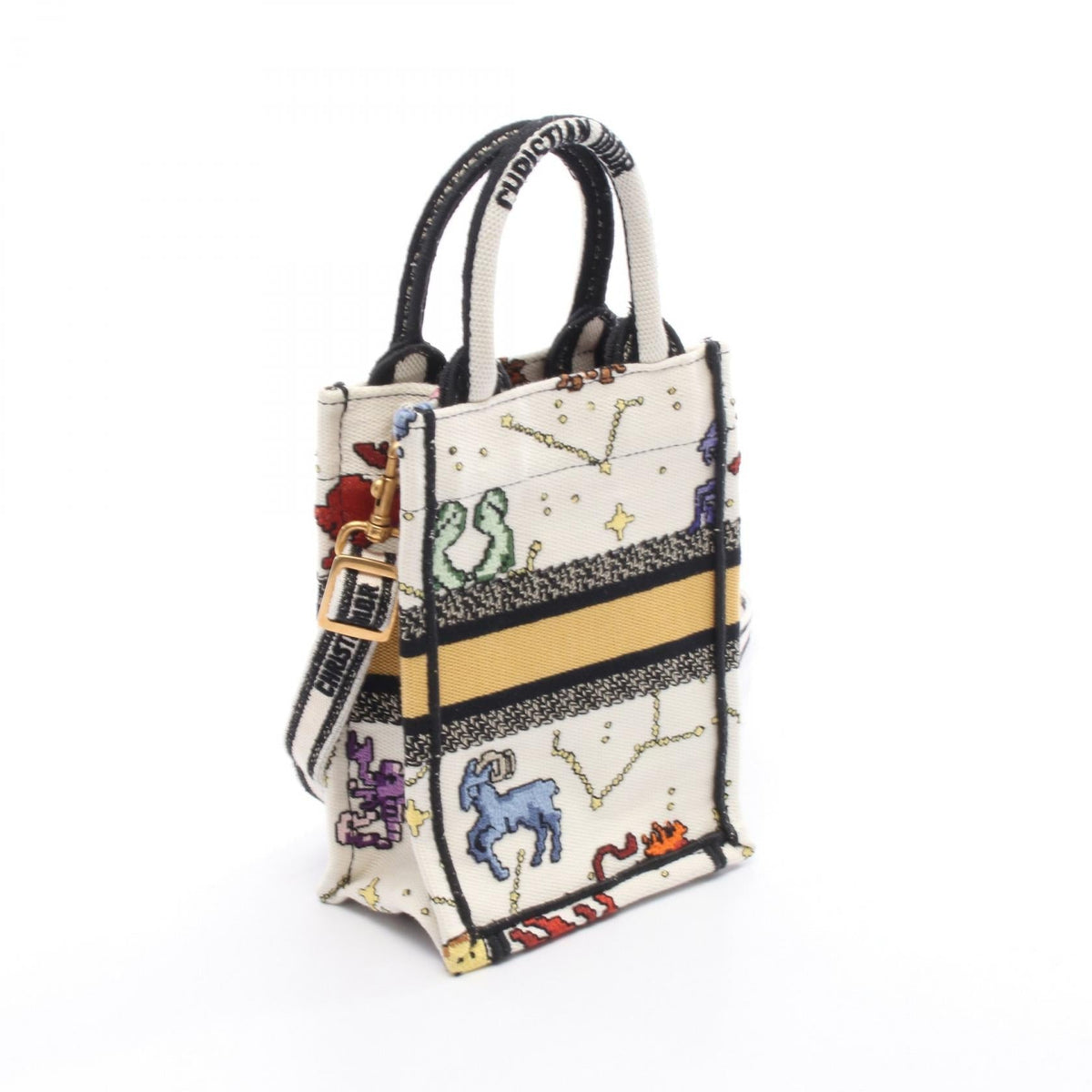Dior BOOK TOTE Mini Handbag White/Black/Multicolor canvas 2101219153643