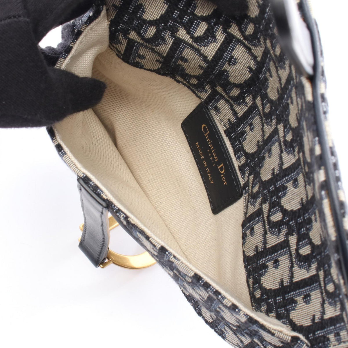 Dior SADDLE Oblique Waist bag Navy/Gray canvas leather 2101219150819