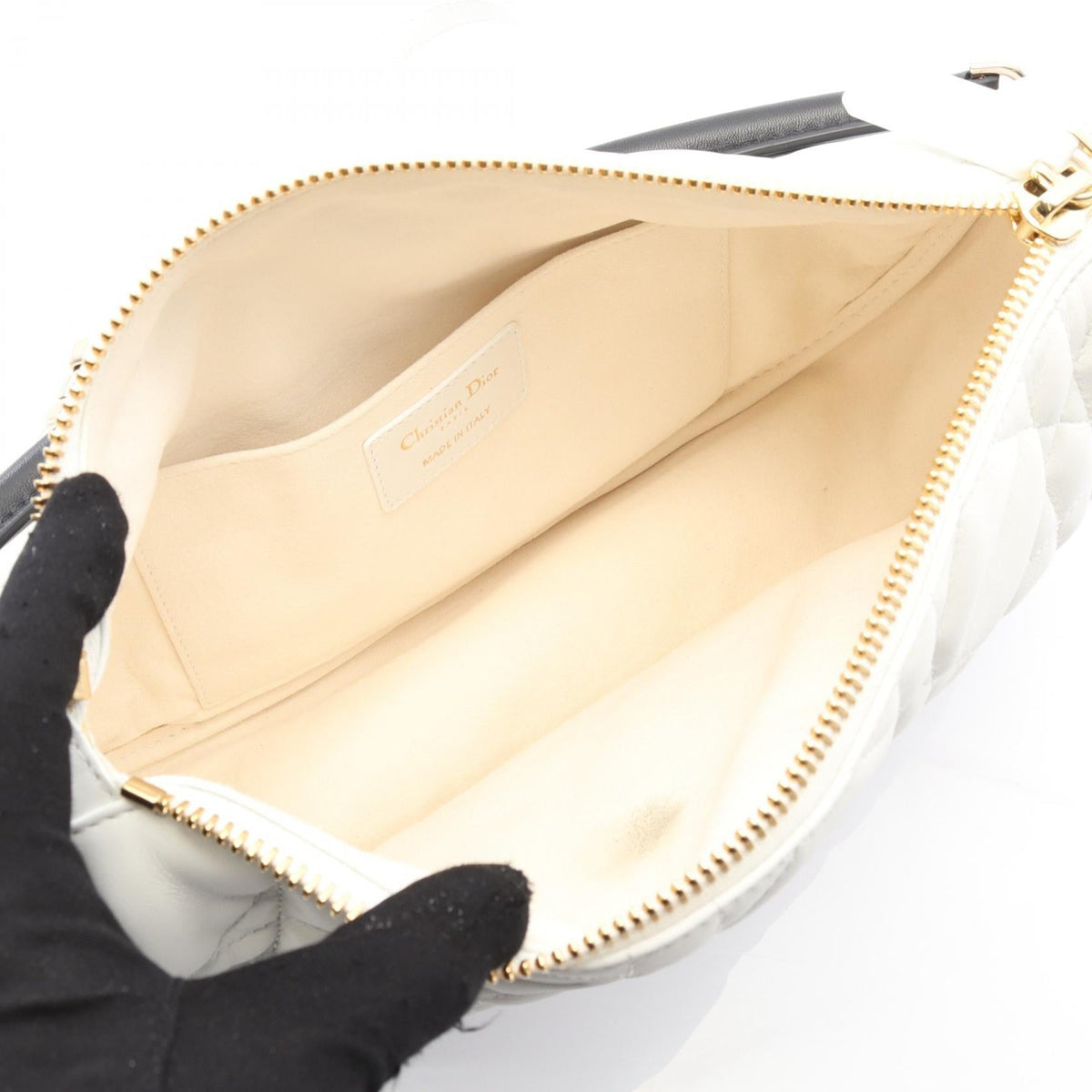 Dior VIBE Medium Hobo Cannage Handbag White/Black leather 2101219150567