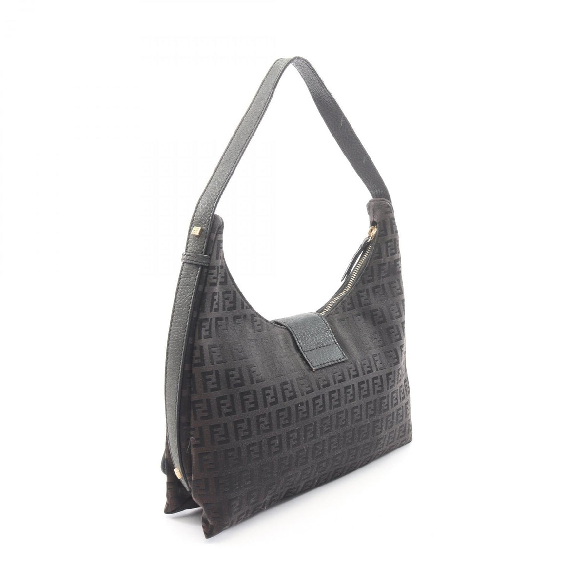 FENDI Zucchino Shoulder Bag Brown PVC coated canvas�leather 2101219714097