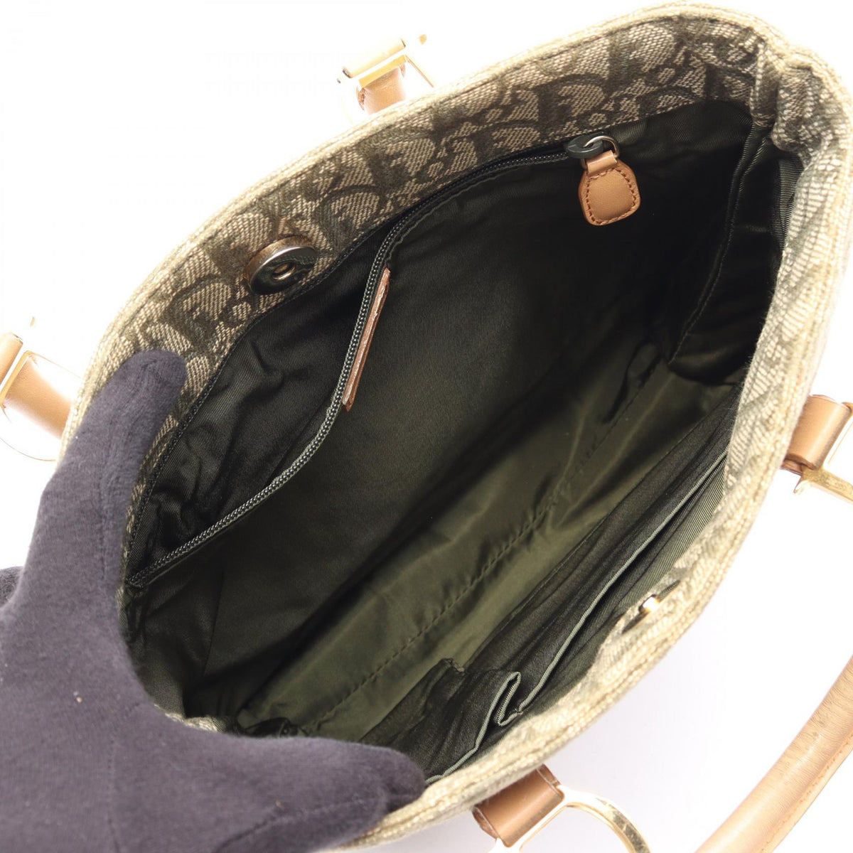 Dior Trotter Tote Bag Khaki/Beige canvas leather 2101219713564