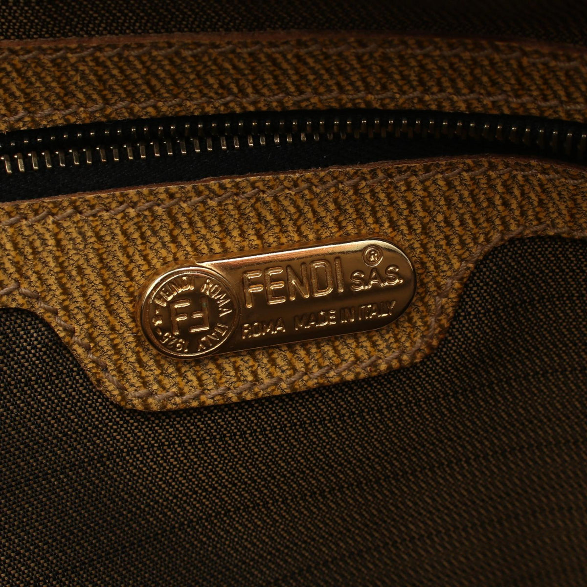 FENDI Zebra 2WAY Tote Bag Brown/Black canvas�leather 2101219713472