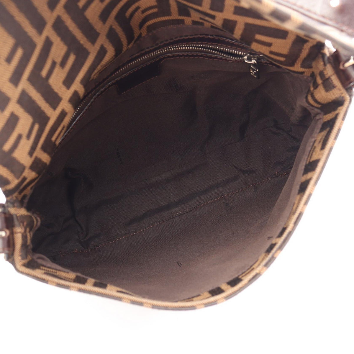FENDI Zucca Shoulder Bag Brown/Black canvas leather 2101219713441