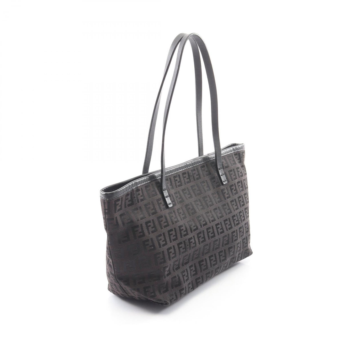 FENDI Zucchino Tote Bag Brown/Black canvas leather 8BH075 2101219690032