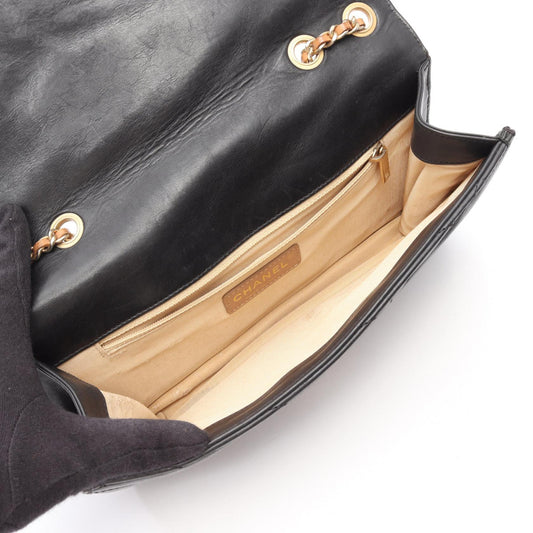 CHANEL Black Bias stitch leather 2101219687032